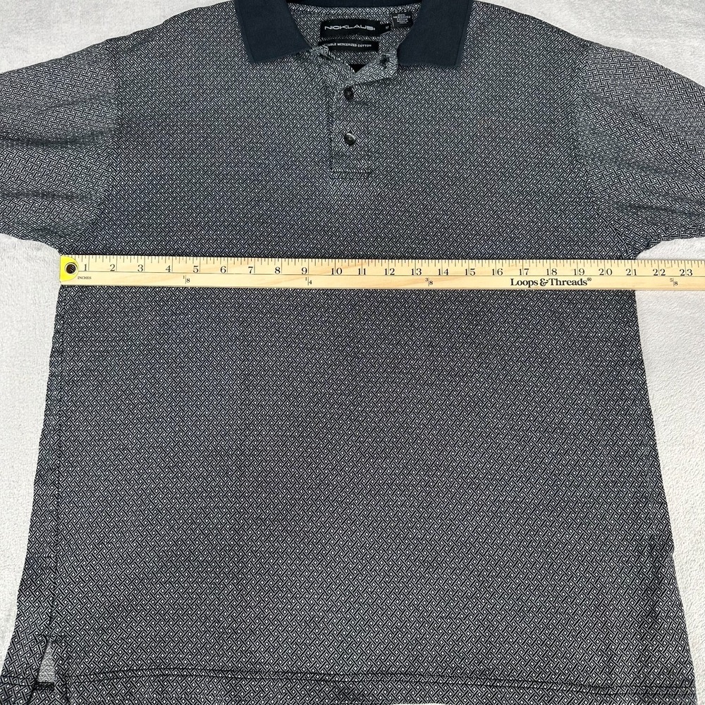 Jack Nicklaus Golf Polo Shirt Men's M Navy Blue White Geometric All Over Print - Picture 4 of 9